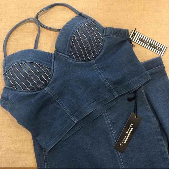 NWT - 2 pc Denim Set - Bralette and Pencil Skirt - Picture 2 of 8